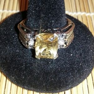 Karis Collection Citrine Stainless Steel Ring 8